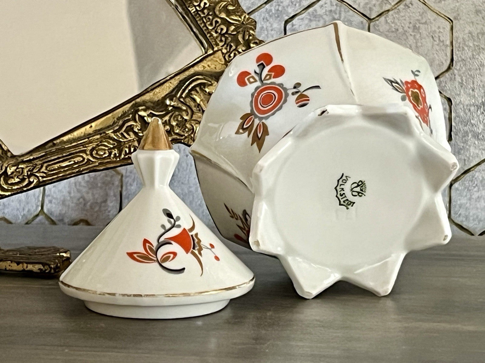 Antik Art Déco Porzellan Dose Deckeldose Schatulle Bonboniere Volkstedt Thüringe