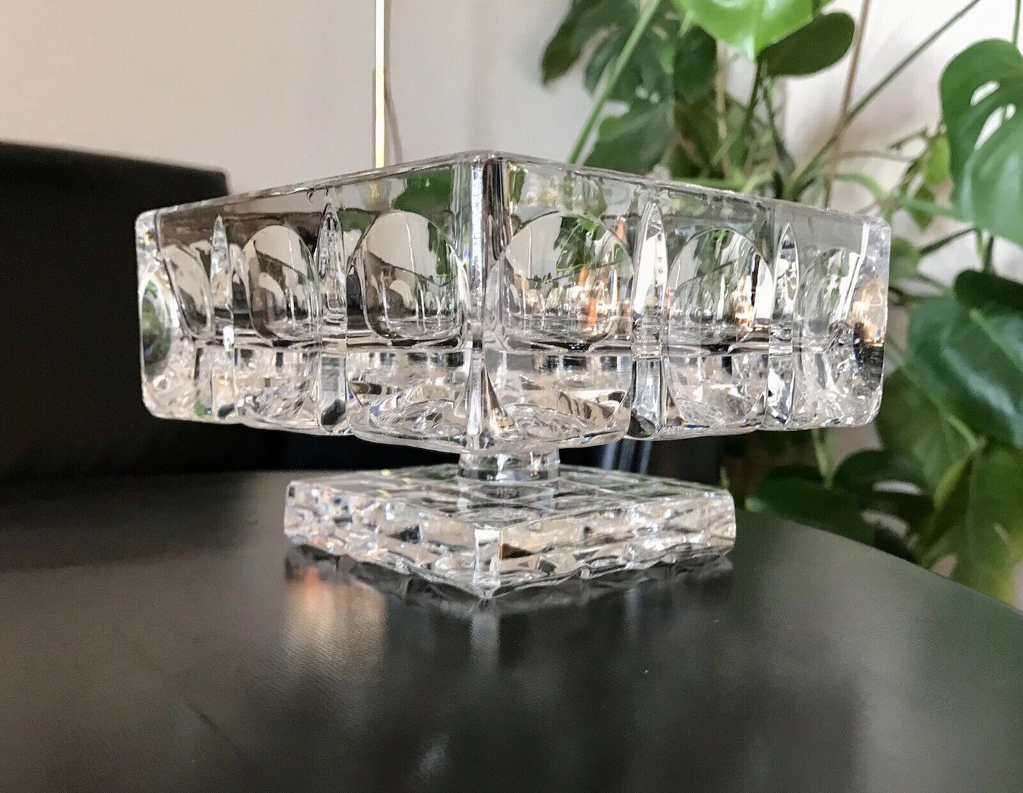 Alt Vintage 60er Bleikristall Schale Glasschale Kristallglas m. Fuß Glas Schwer