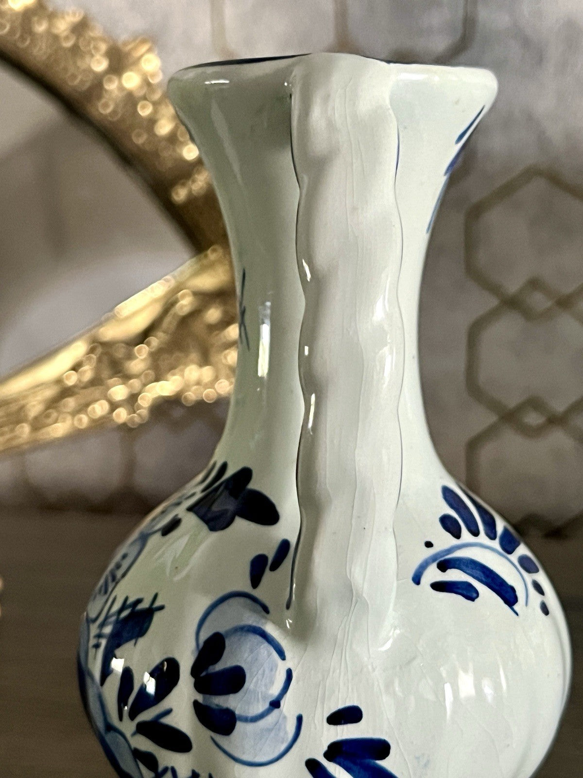 Vintage Fayence Keramik kleine Vase handbemalt Delfter Keramik Holland