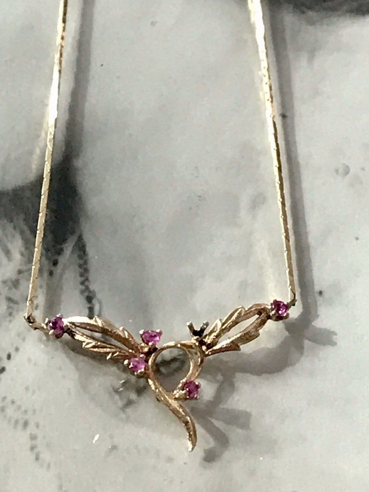 Antik Edel Jugendstil 925 Silber vergoldet Collier Halskette Rubine ?