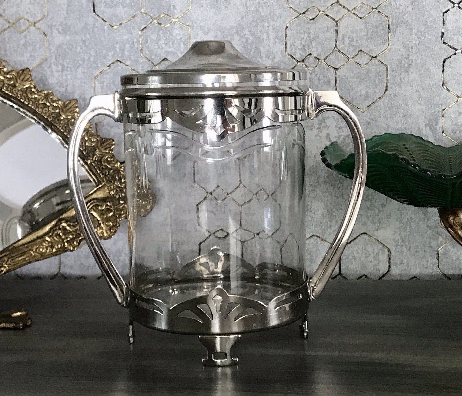Antik Jugendstil Art Déco Dose versilbert? Argentor? Bonboniere  Konfektdose
