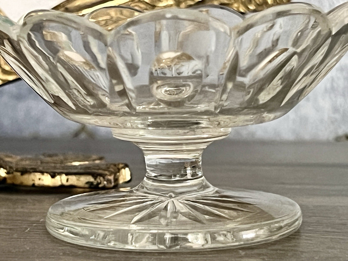 Antik Biedermeier kleine Fußschale Schale Glasschale um 1850 Oliven