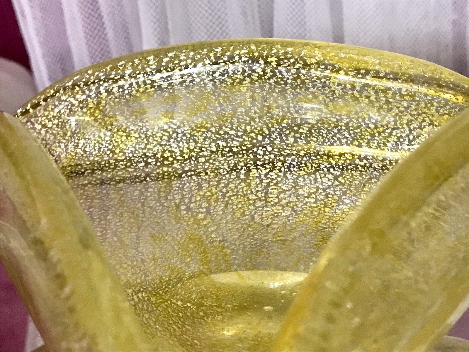Murano 60er 70er Jahre Aschenbecher Schale Glas gelb So Schön! schillernd