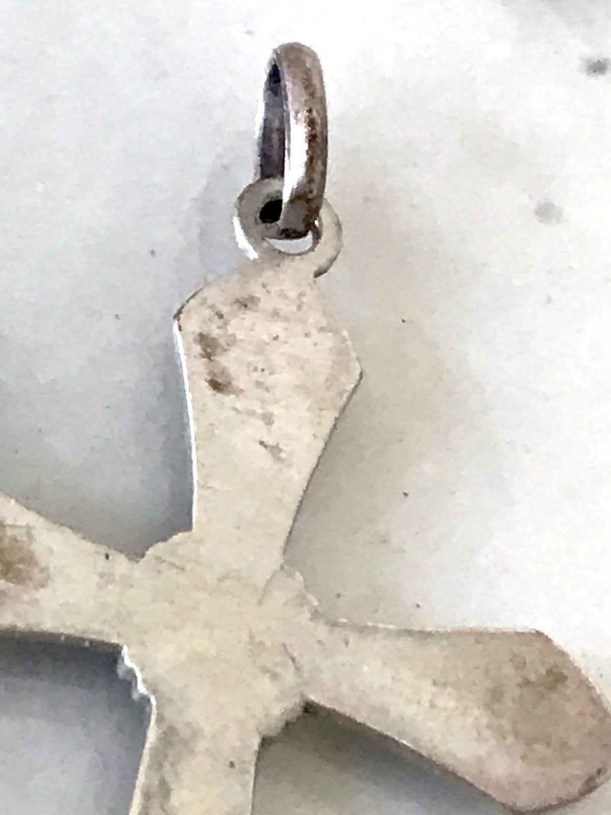 Antik alt schöne Form 835 Silber Kreuz Anhänger Kettenanhänger Relief