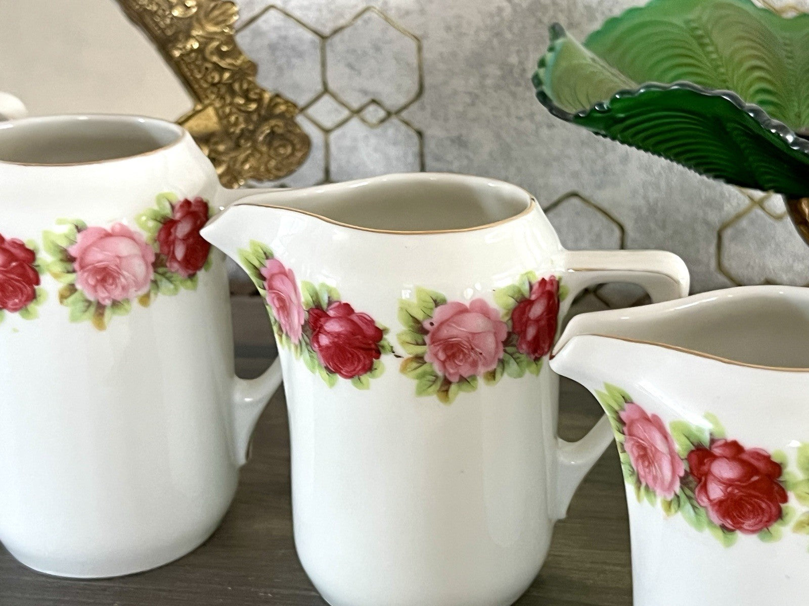Antik 4x Jugendstil Art Dèco Porzellan Kanne Krug Rosen Hermann Unger Zwickau