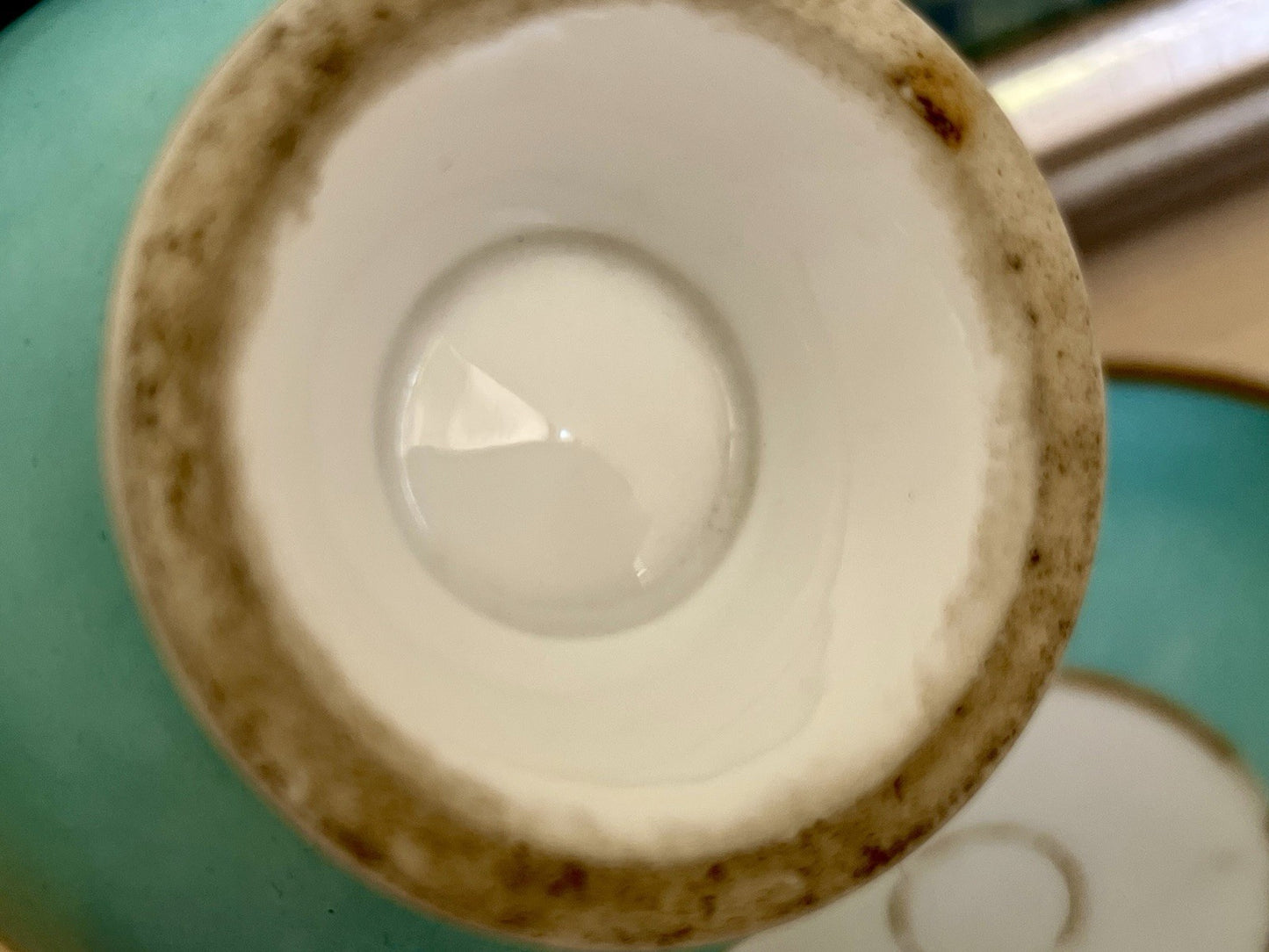 Antik Biedermeier Porzellan Kaffeegedeck Tasse Teetasse schön weiß türkis gold!