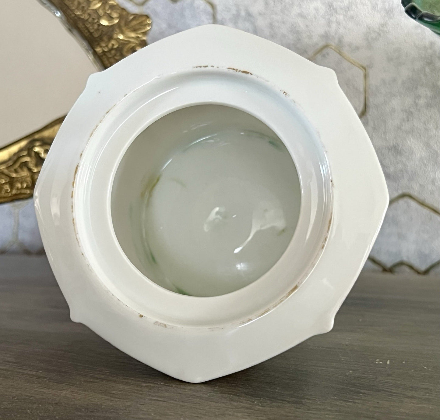 Antik Art Déco Porzellan Dose Deckeldose Schatulle Bonboniere Volkstedt Thüringe