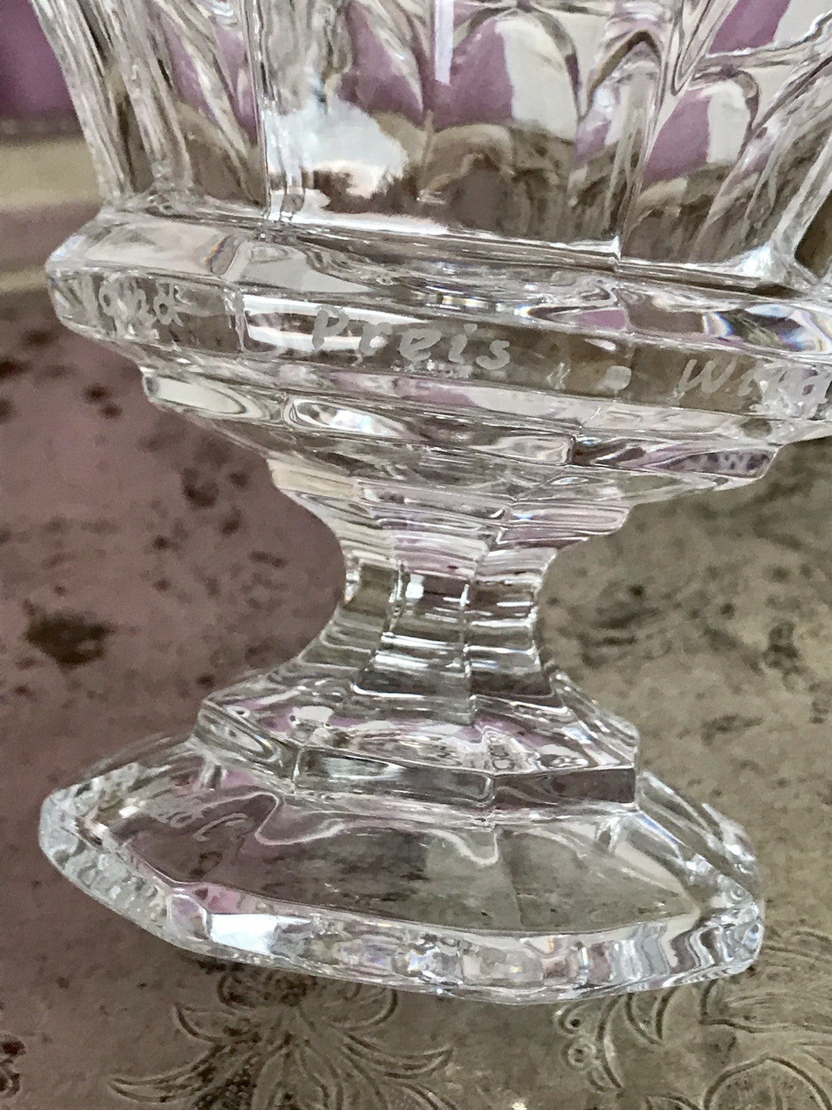 Vintage Bleikristall Deckeldose Bonboniere Glas Kristallglas Golf Pokal 1980