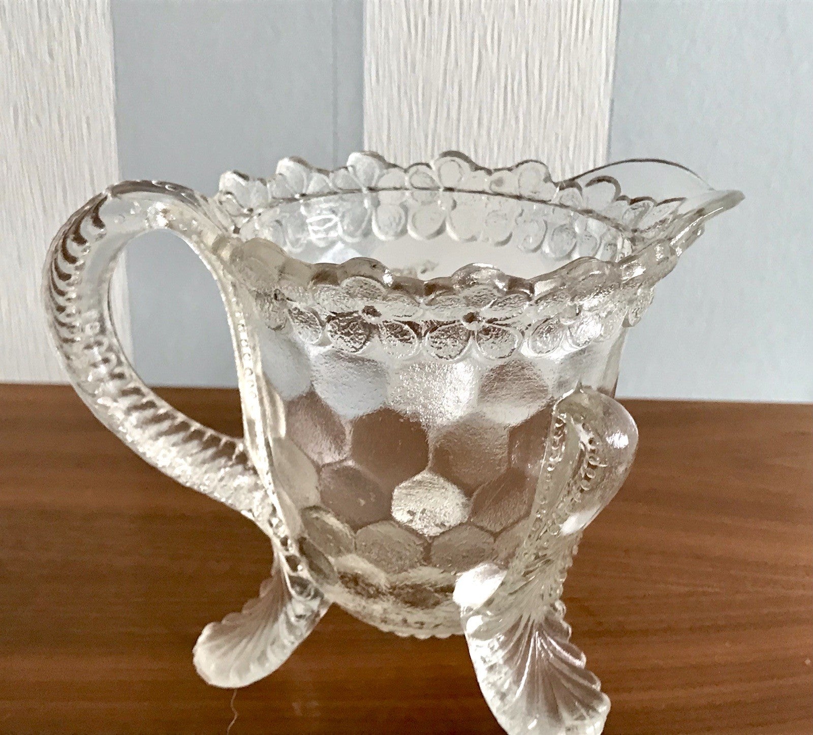 Antik Pressglas Sahnegießer Milchkännchen Kännchen Glas selten ungewöhnlich WOW