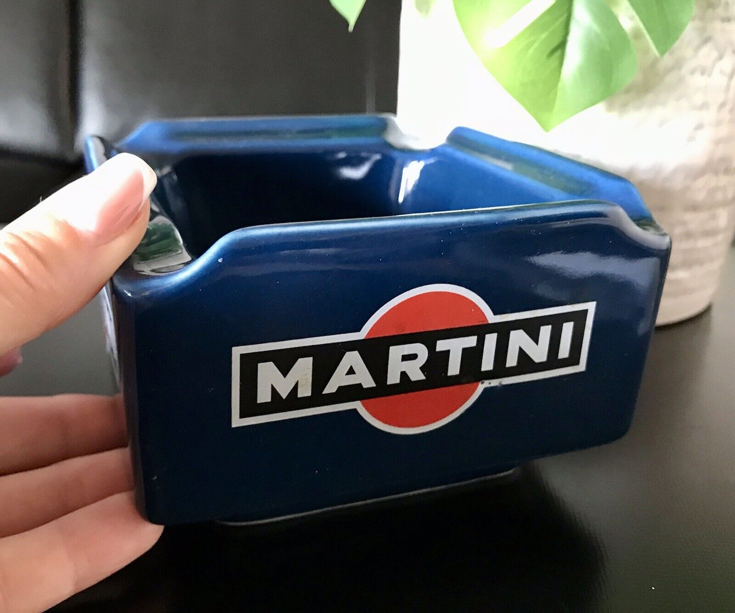 Vintage groß Martini Aschenbecher Ascher Keramik blau  60er 70er