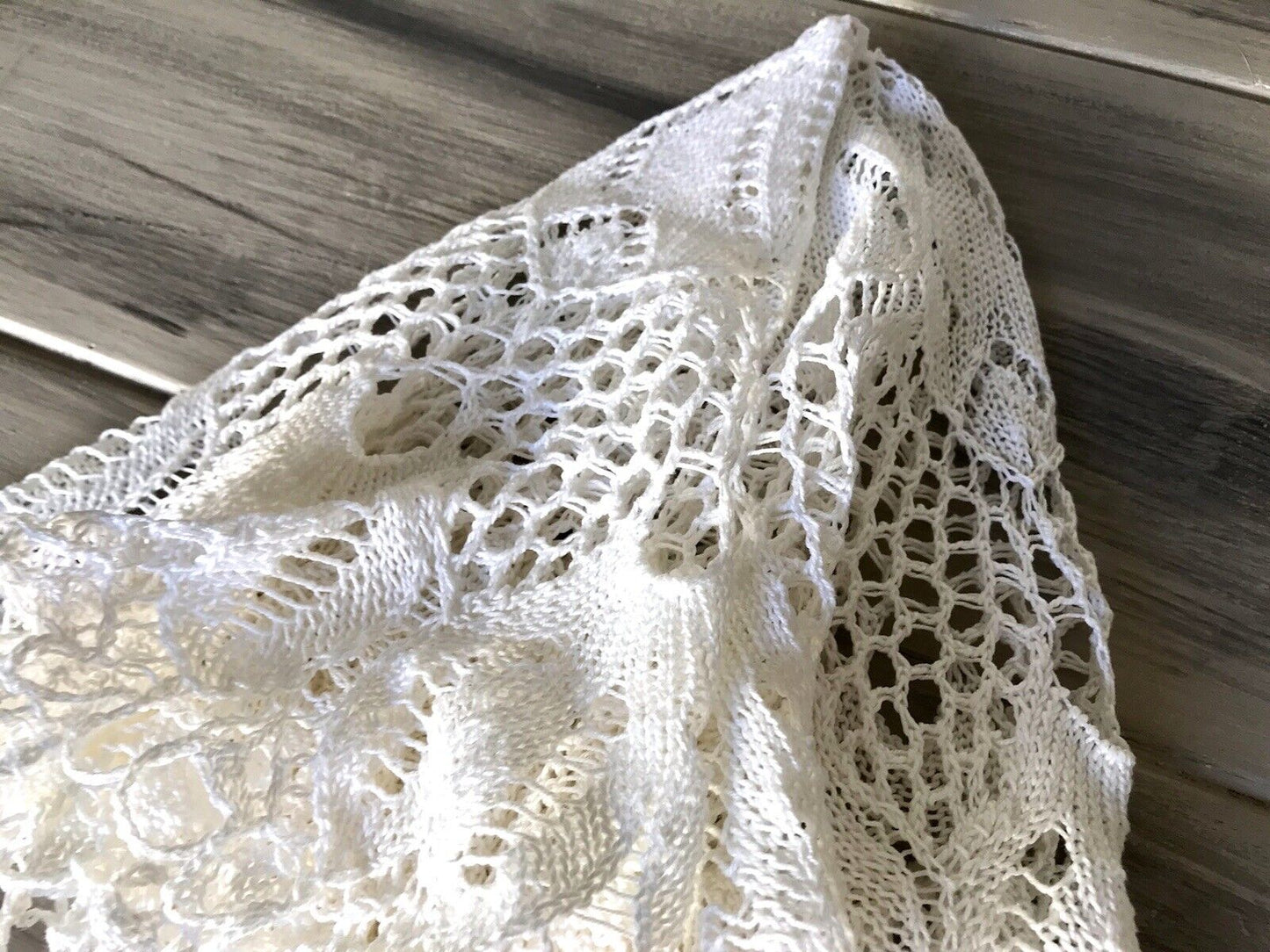 Antik alt Spitze weiß Tischdecke rund 57 cm Baumwolle gestrickt  So Schön!