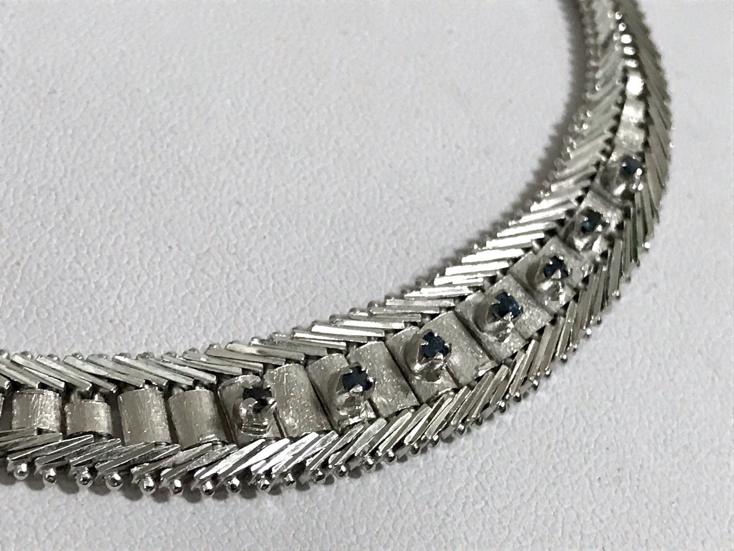 Antik Edel Art Déco 835 Silber Collier rhodiniert Halskette blau Steine Armband