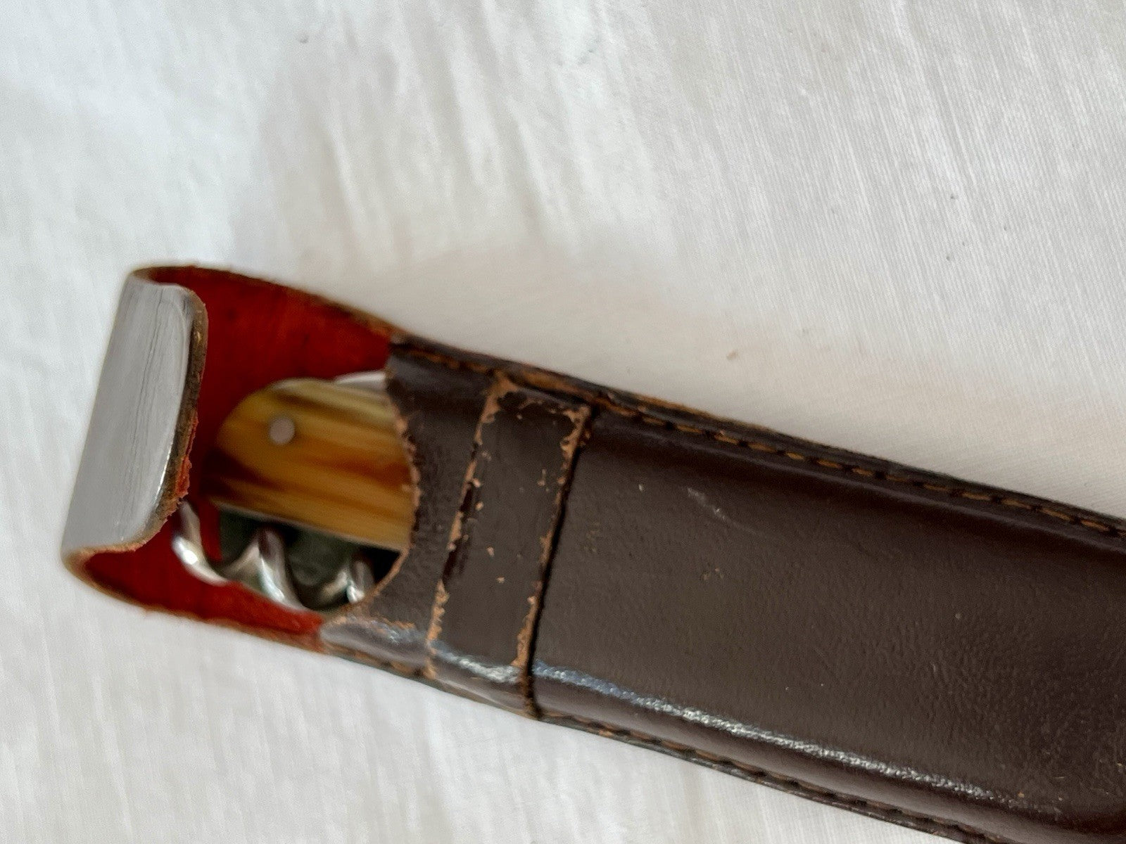 Antik Vintage Taschenmesser Klappmesser Jagdmesser Max Flus Remscheid Lederetui