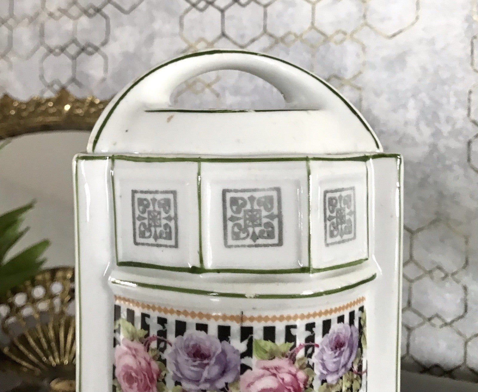 Antik Porzellan Dose Vorratsgefäß Vorratsdose Nudeln Rosen Jugendstil Art Déco