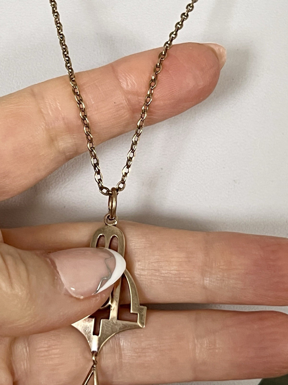 Antik Edel reines Jugendstil Halskette & Anhänger vergoldet Tombak? Amerik.?