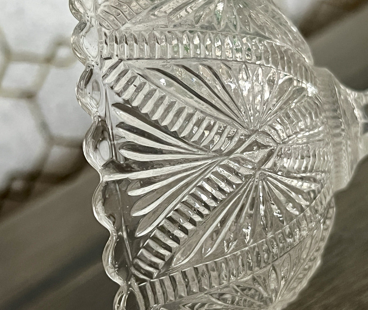 Antik Jugendstil  Pressglas Glas Fußschale Schale Zuckerschale Villeroy&Boch