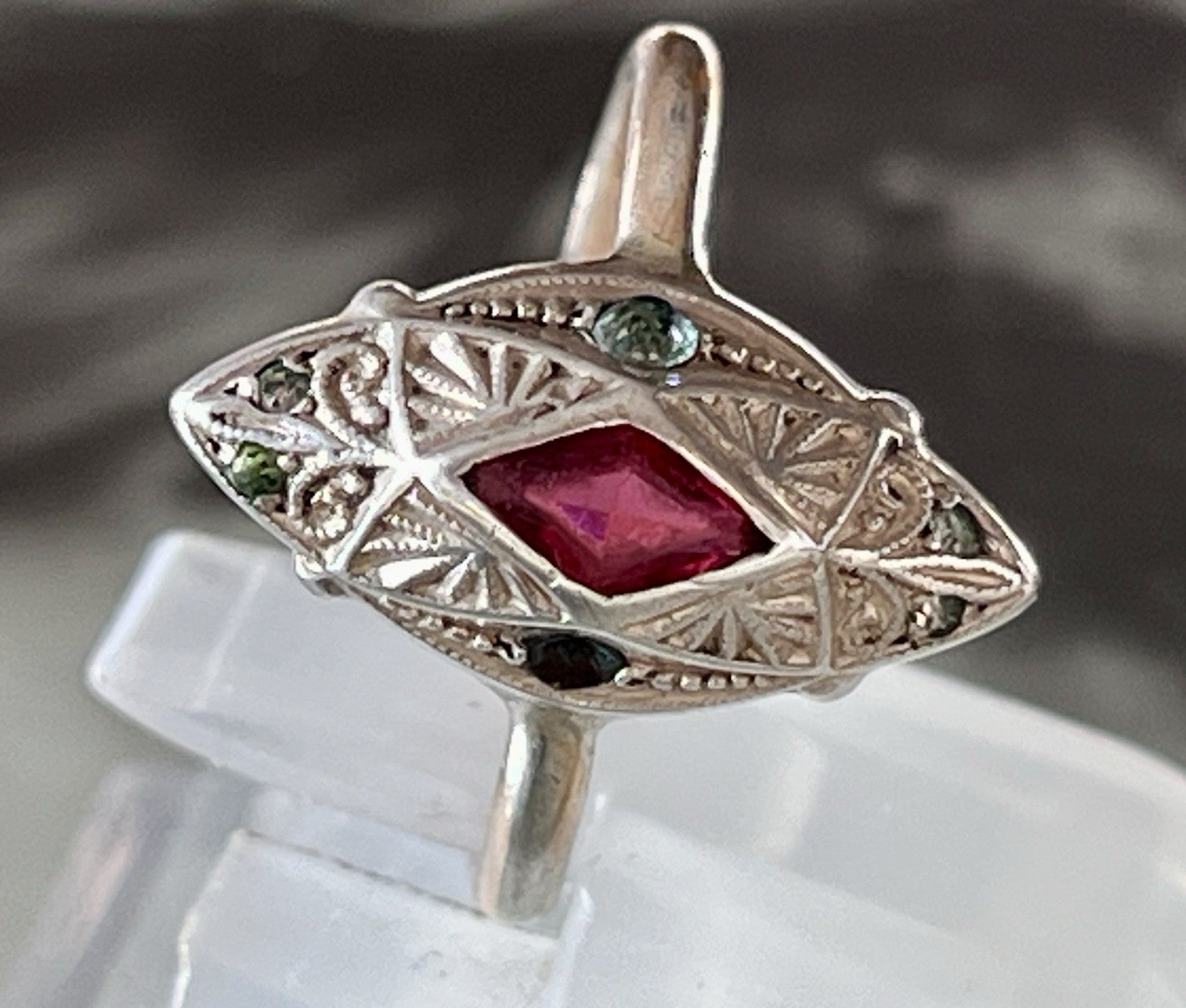Antik Art Déco Damen Ring bunte Steine Silber 800 Gr.51/52
