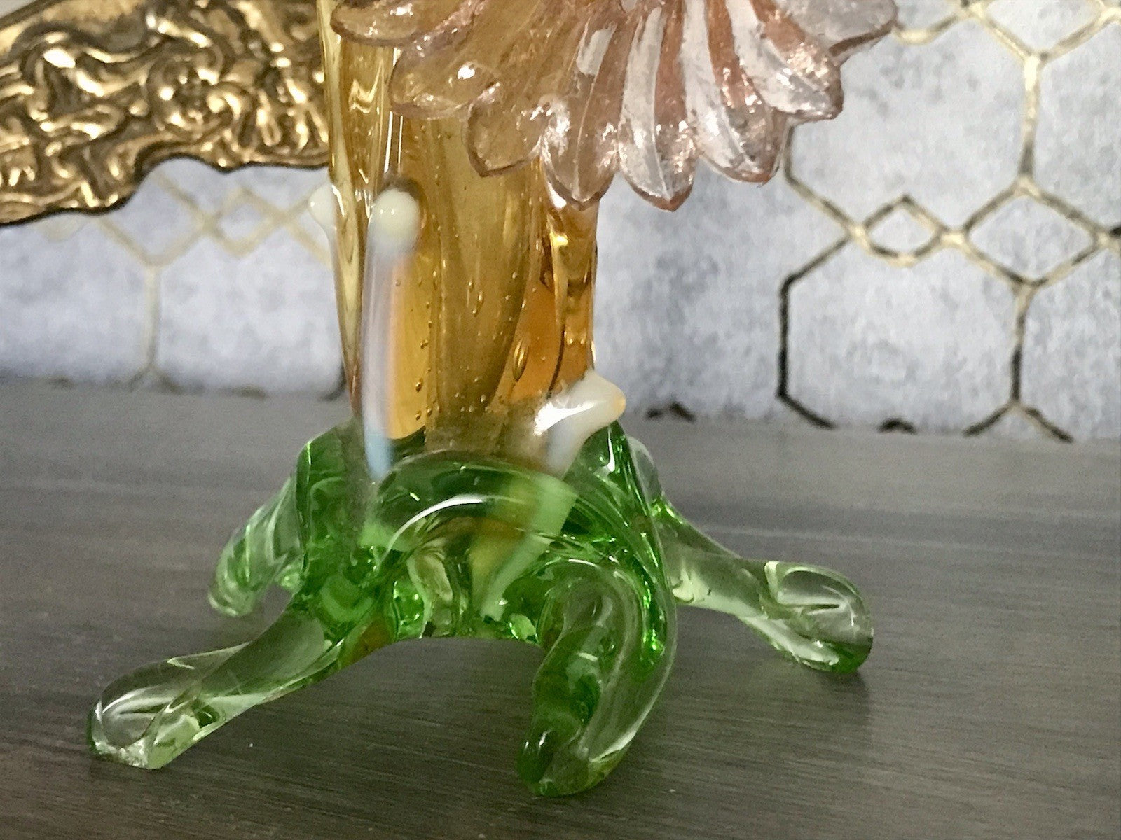 Antik Vase Glasvase Jugendstil Aufschmelzungen Krallik? Lötz? teils Uranglas