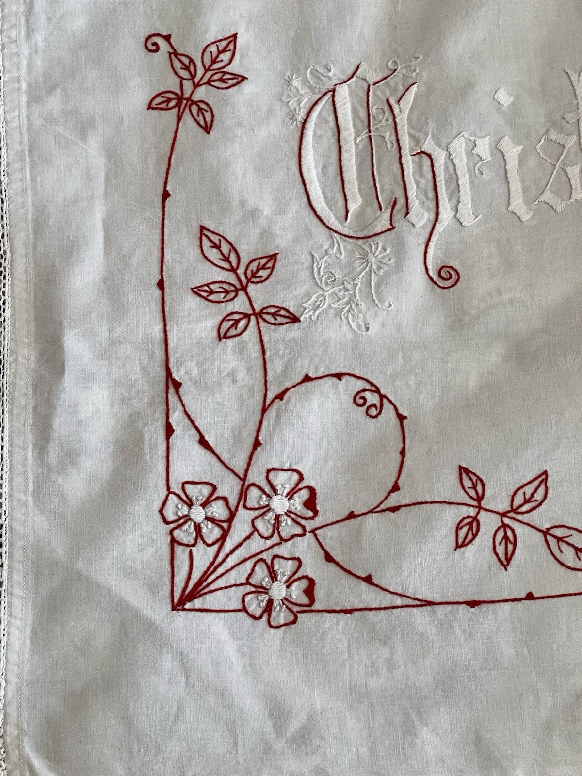 Antik Wandbehang Gardine „Christus ist mein Leben Sterben mein Gewinn