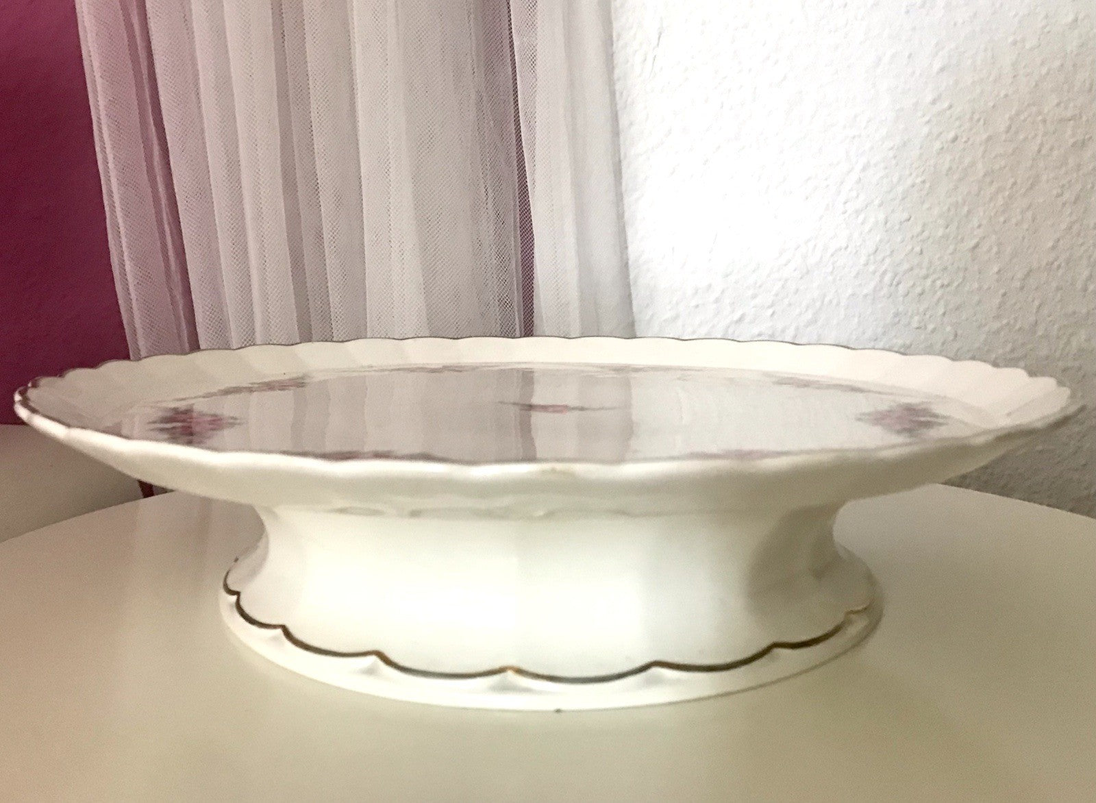 Antik Max Rösler Keramik Tortenplatte Tortenständer Rosen Art Déco
