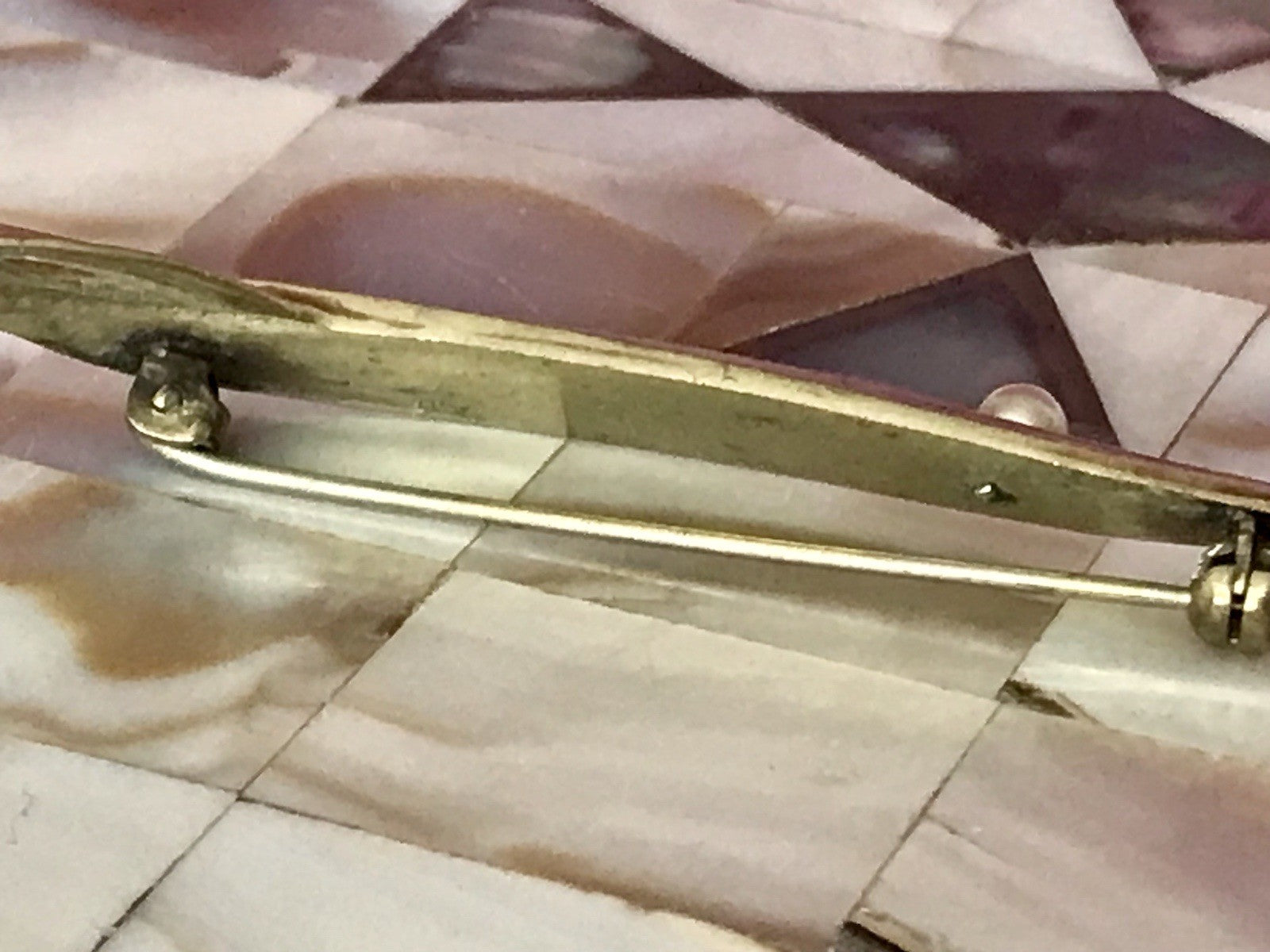 Antik? Vintage Edel Brosche Amerik. Doublè vergoldet Brosche Perle