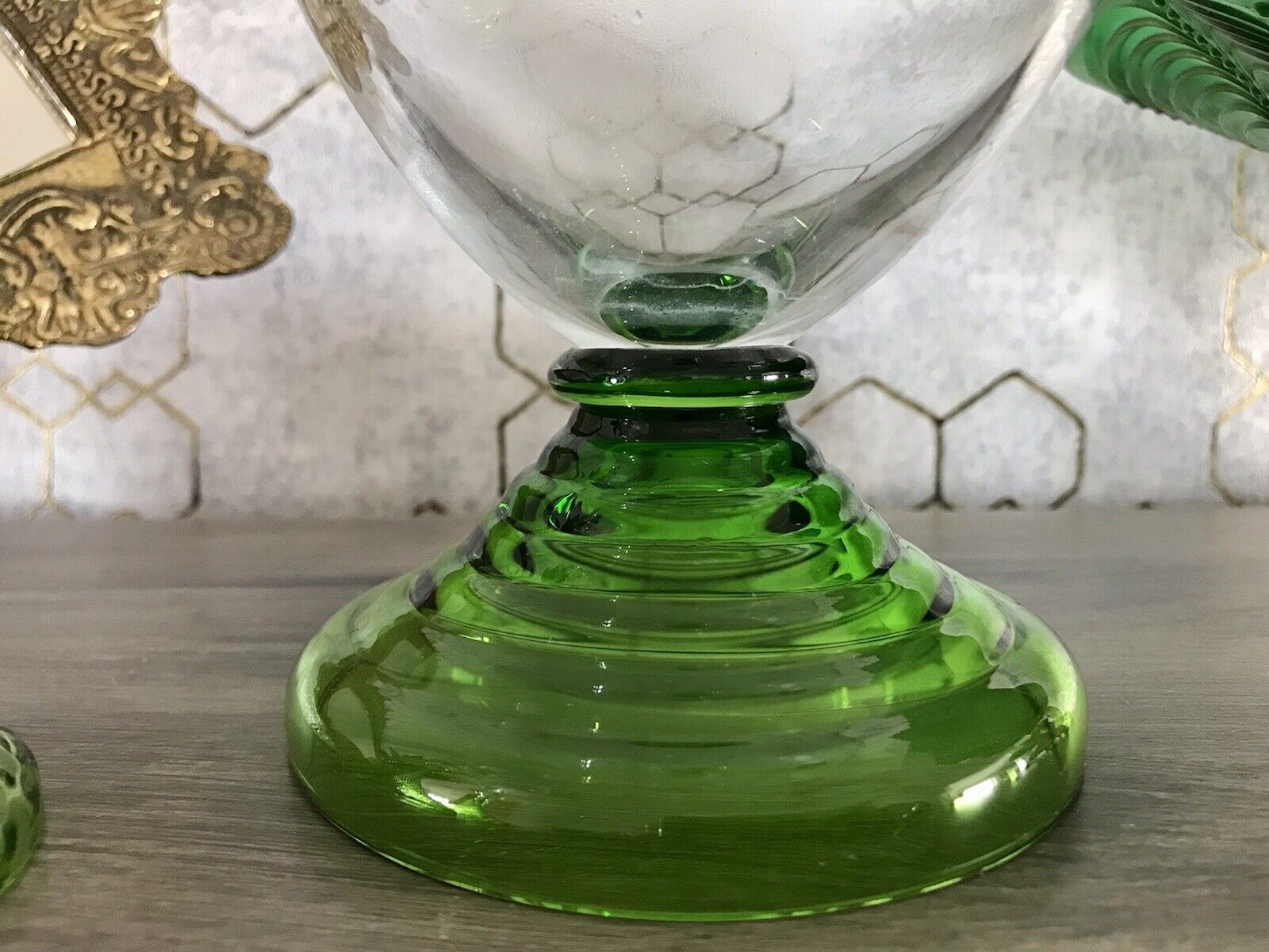 Antik Karaffe Dekanter Glas Jugendstil Schliff Theresienthal um 1900