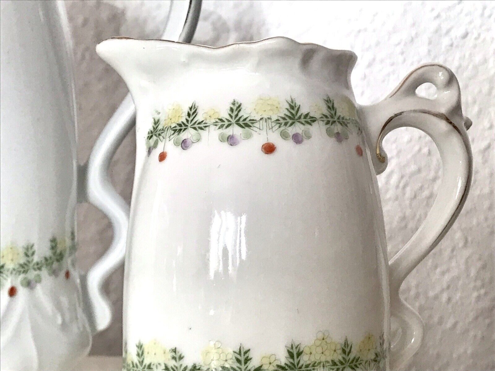 Antik Jugendstil Porzellan Kaffee Kernstück Kanne &  Weihnachtsmotiv ! Ranken