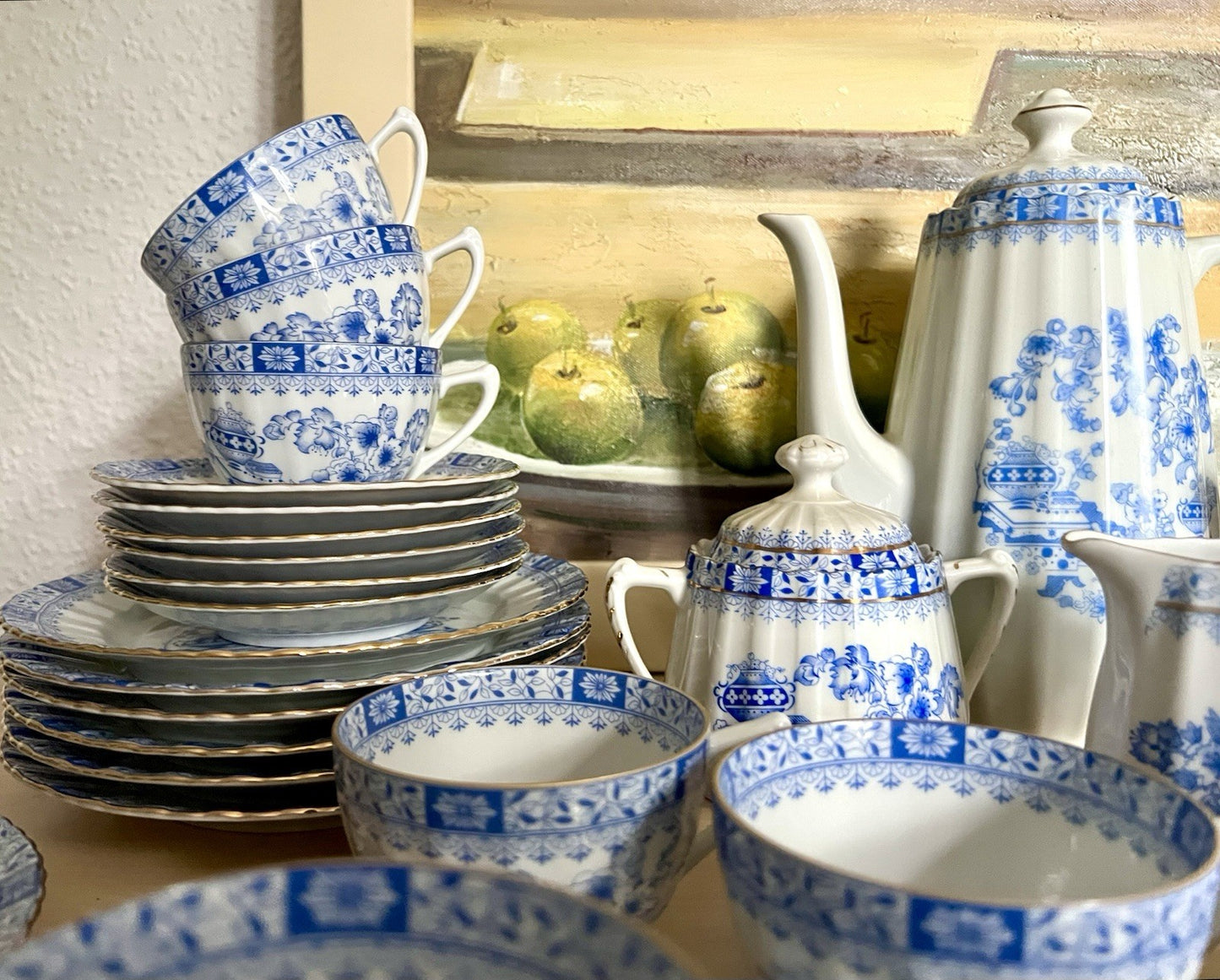 Edel Vintage Porzellan Kaffeeservice 12 Pers. Seltmann Weiden &andere China blau