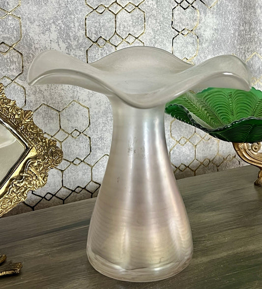 Vintage Glasvase Glaskunst Vase edel Glashütte Eisch ? irisierend schillernd
