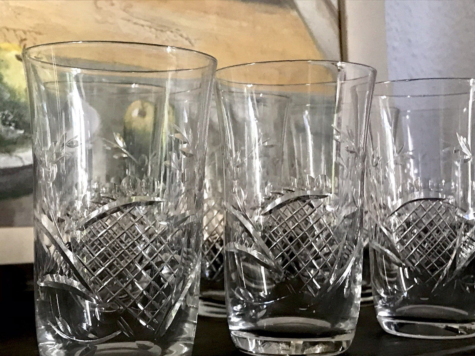 Antik Art Déco EDEL 10 Wassergläser Gläser  Becher Glas Kristallglas geschliffen