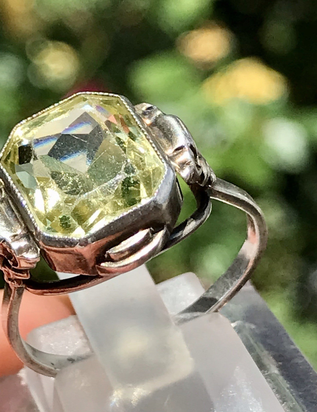 Antik Jugendstil Art Déco Edel Damen Ring Citrin? Stein Silber 830 S ~ Gr.54-56