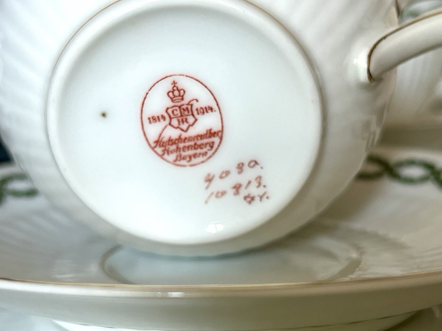 Edel antik Hutschenreuther Porzellan Kaffeeservice 10 + Pers. weiß Lorbeerkranz