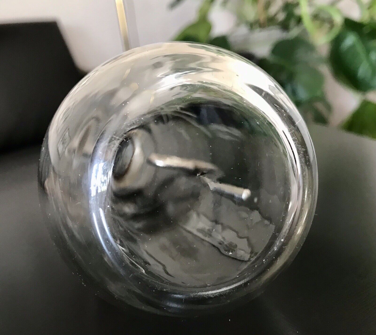 Antik Art Déco Karaffe Dekanter Metallmontur Glas geschliffen