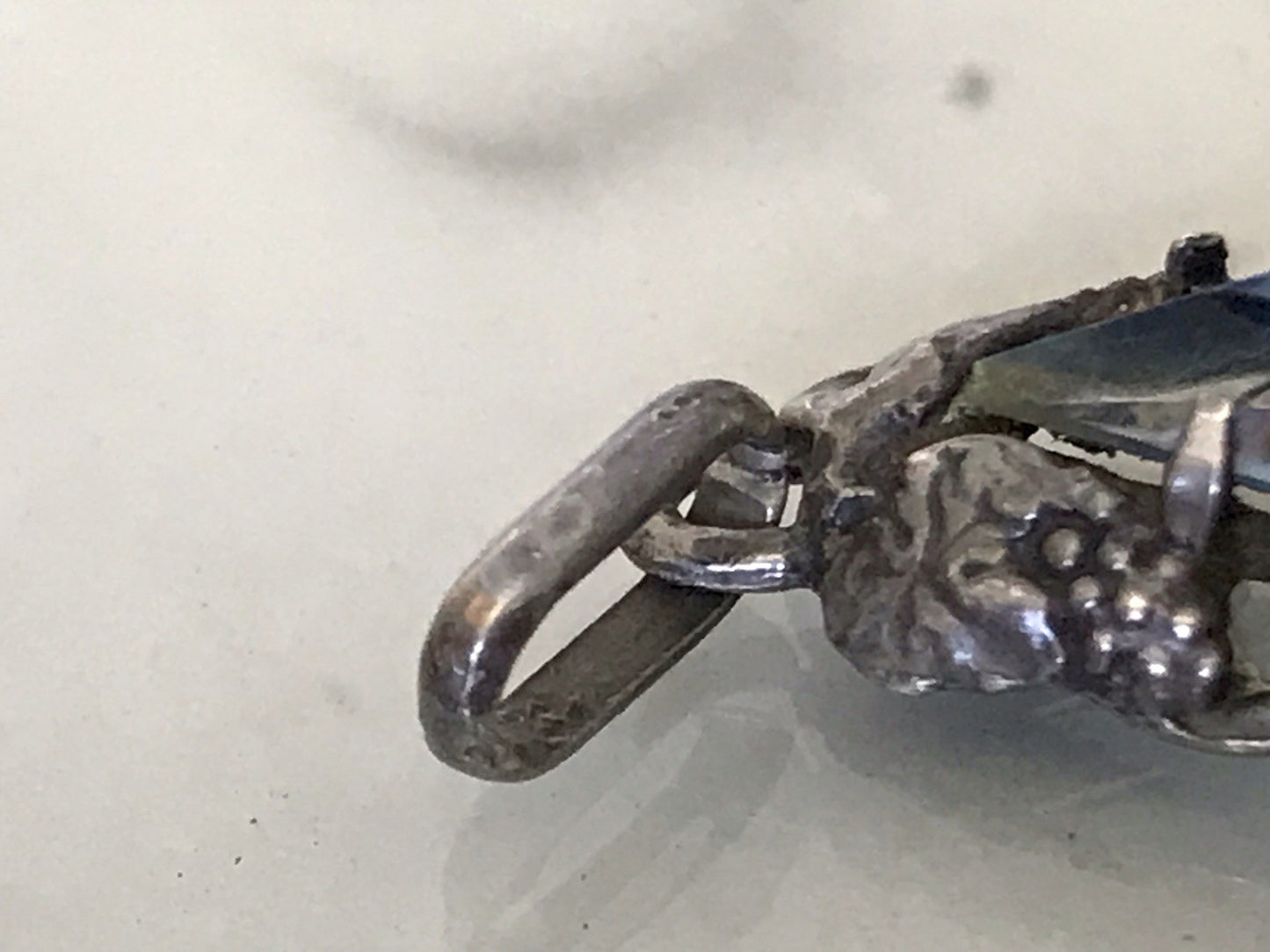 Antik Art Déco Edel Anhänger Kettenanhänger Silber 835 SUPER Rheinkiesel