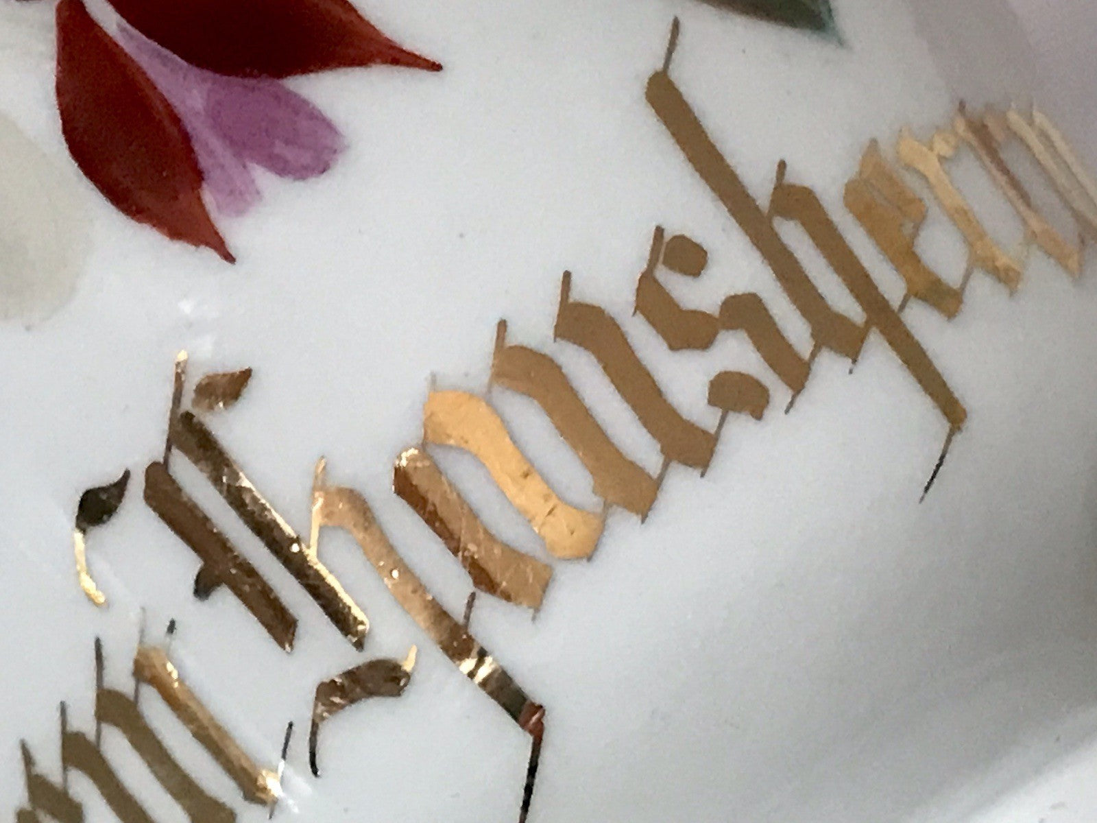 Antik Porzellan Andenken Becher Gedeck Sammeltasse Tasse „Dem Hausherrn“