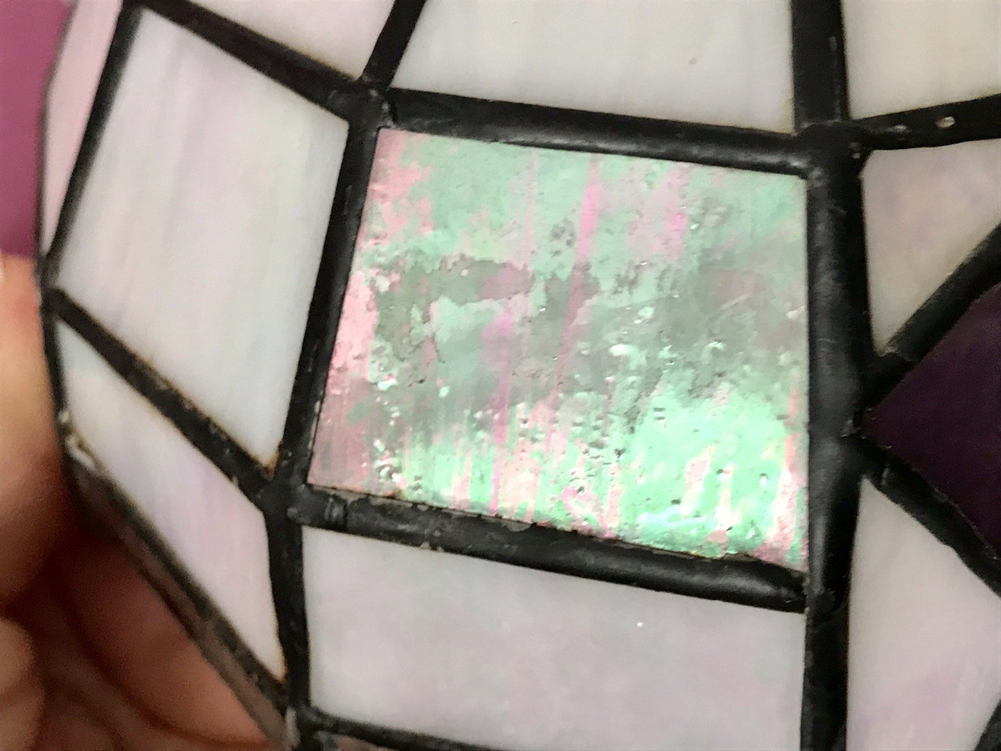 Antik? alt Glasschirm Lampenschirm Tiffany-Technik irisierendes Glas 2 Blumen