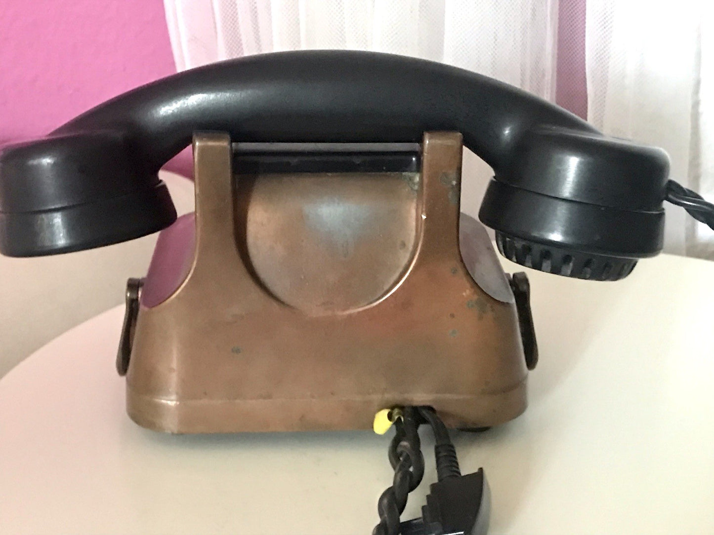 alt 50er beinahe antik FTR Bell Telefon Bakelit Kupfer sehr dekorativ schwer