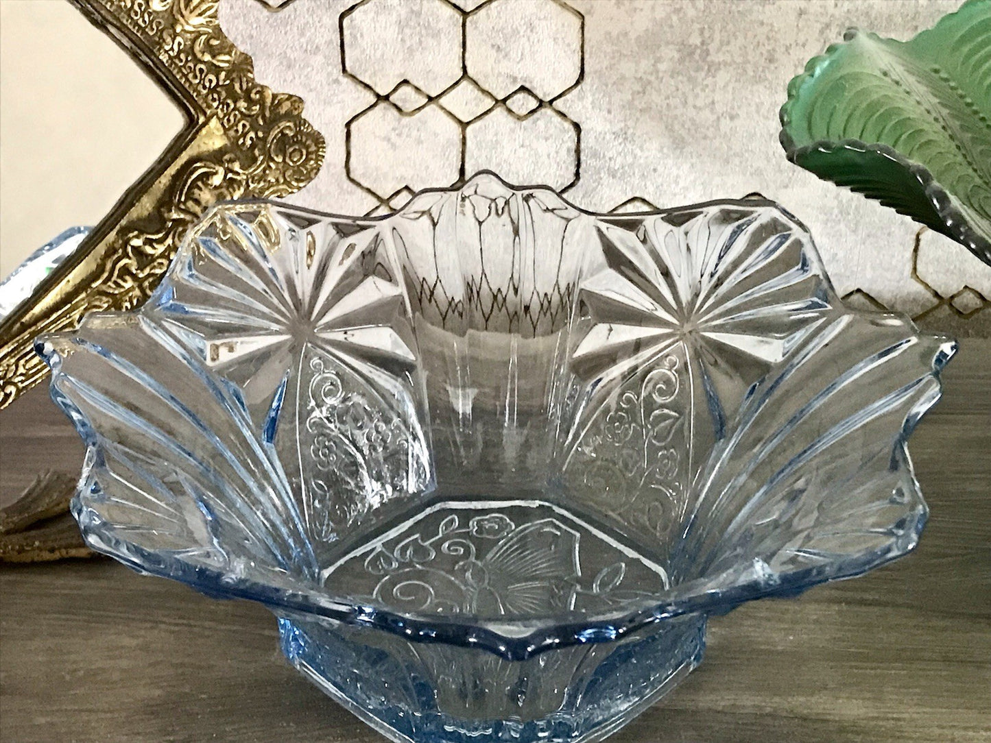 Antik Blau Art Déco Schale Pressglas Glasschale So Schön!