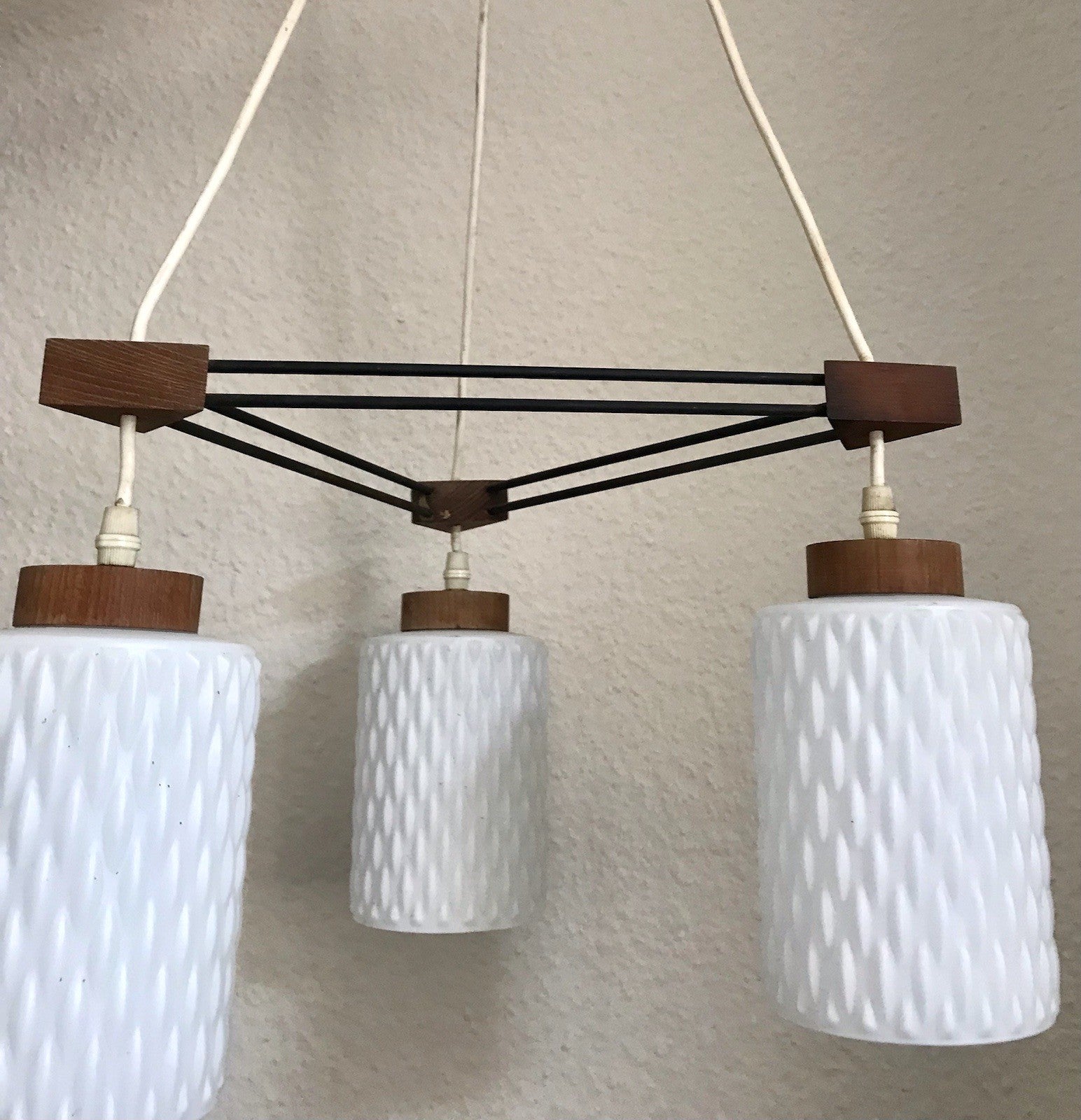Vintage Alt 60er Leuchte Deckenleuchte Lampe Leuchte String Ära MCM Teak Tripple