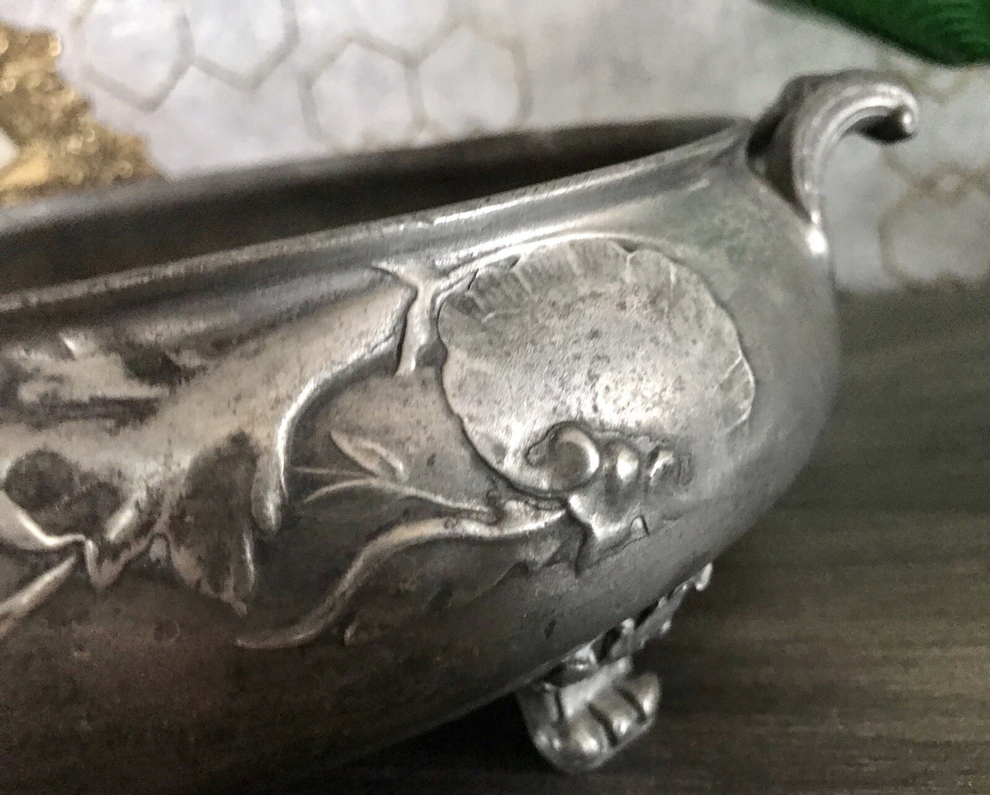 Antik Zinn Schale Hugo Leven Jugendstil ~1913 Kaiserzinn Jardiniere