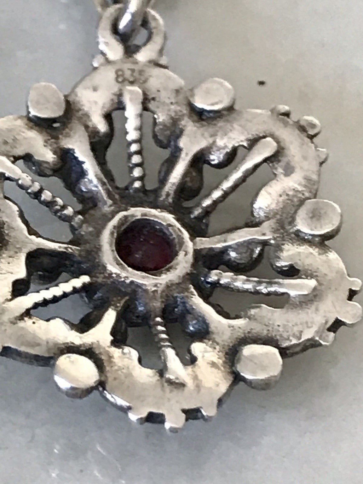 Antik ? Vintage Edel Halskette 925 Anhänger Kettenanhänger Silber 835 Rubin?