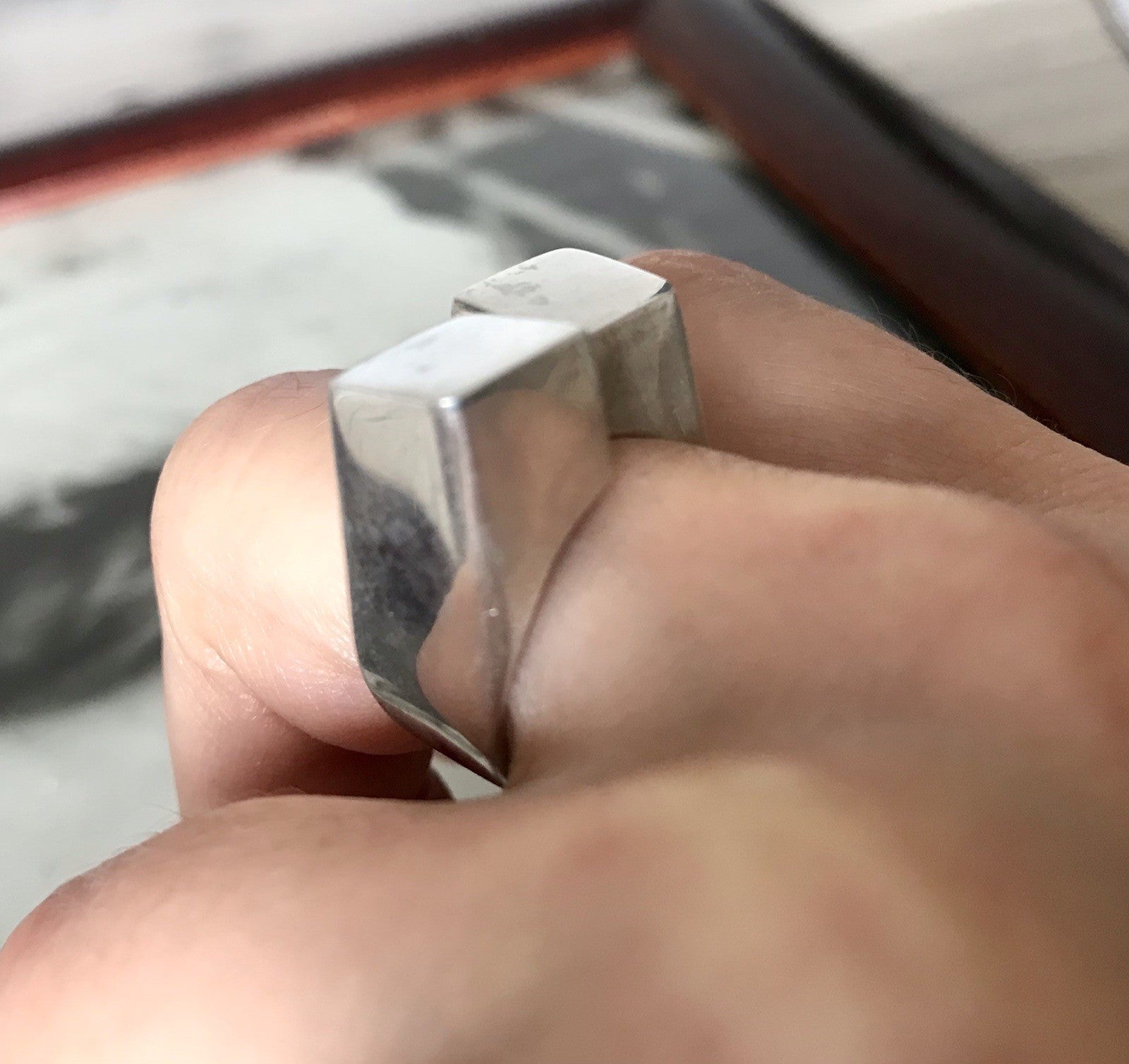 Vintage Modernist Designer DAMEN RING 925 Silber Cube Avantgarde 55 bis 59