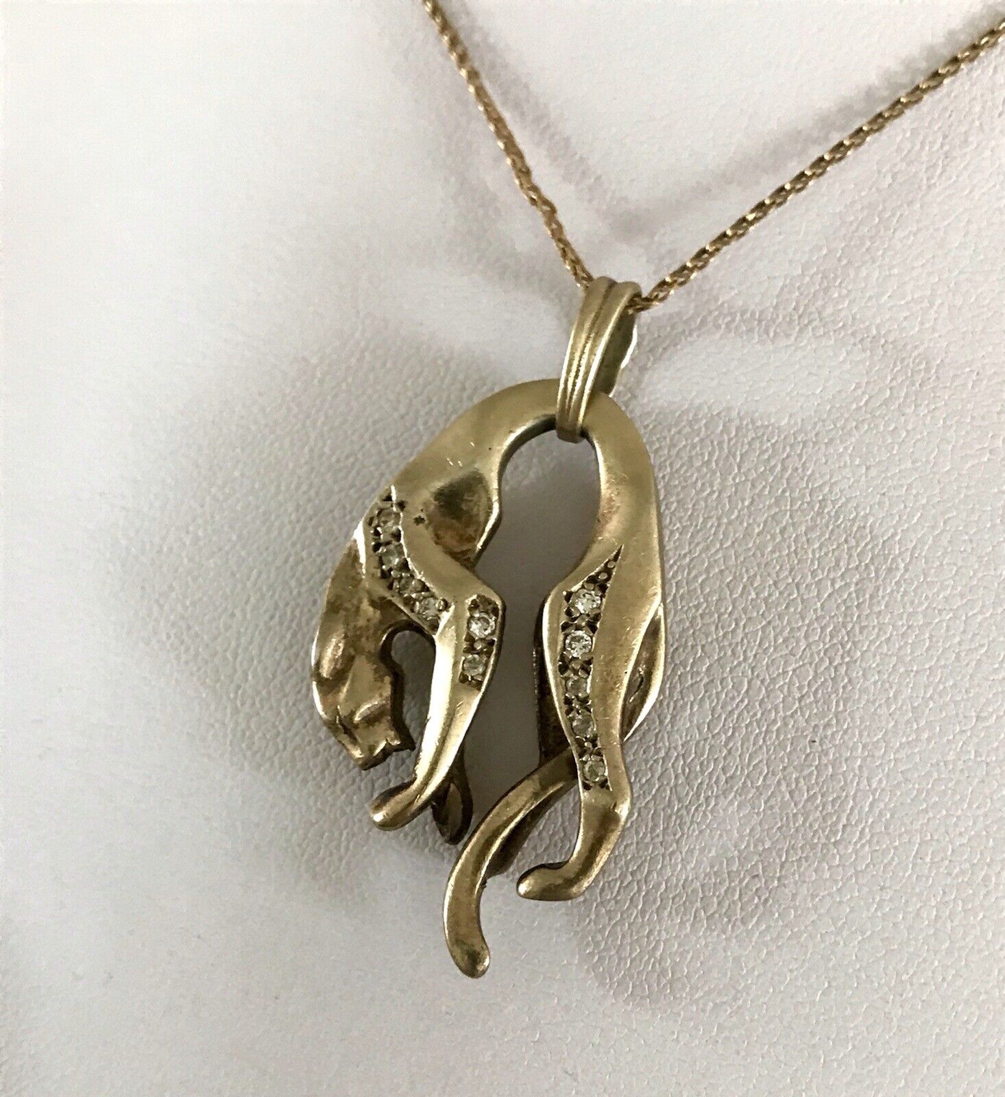Vintage Edel groß Anhänger 925 Silber Super Design vergoldet hängender Panther