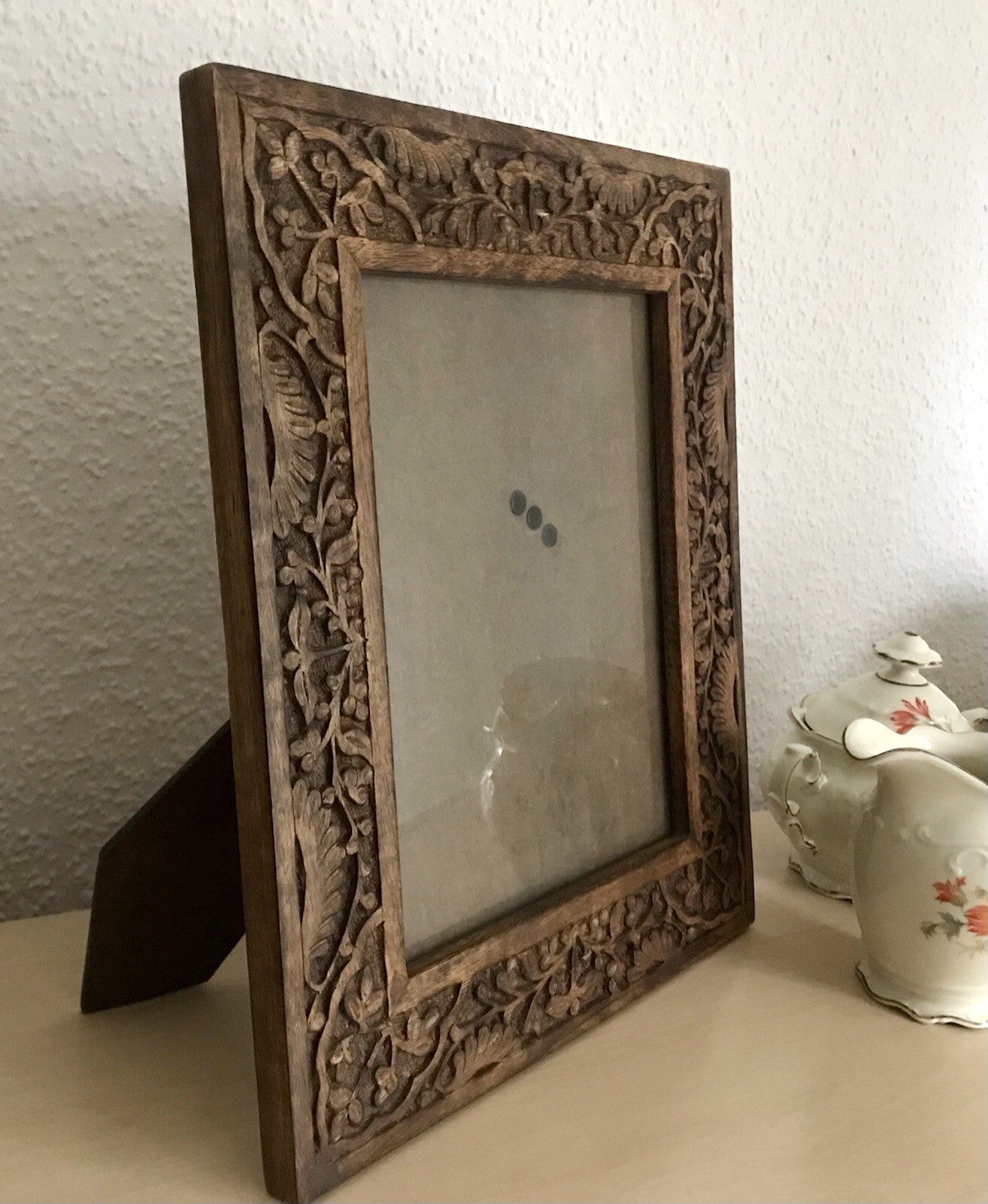 Mango Holz Bilderrahmen Stilvoll Kolonial Stil Stellen Hängen geschnitzt braun