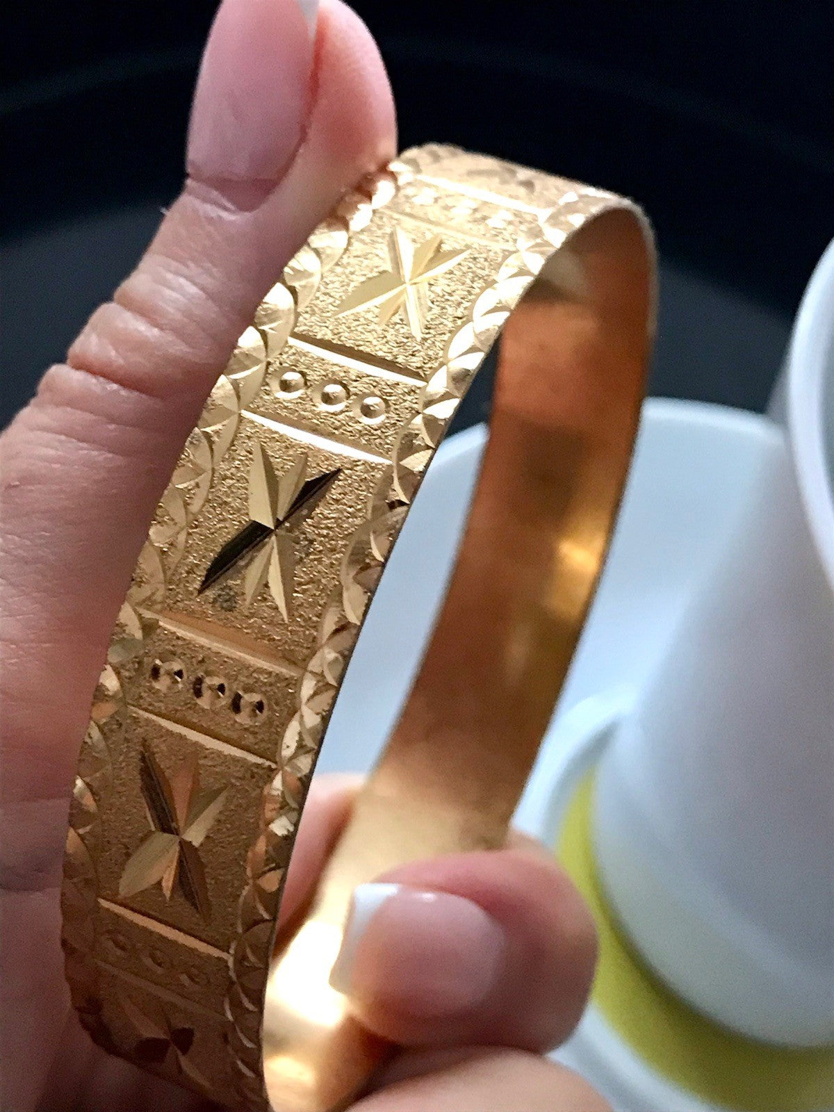 Vintage Art Déco Optik Armband Armreif Armspange vergoldet gold edel