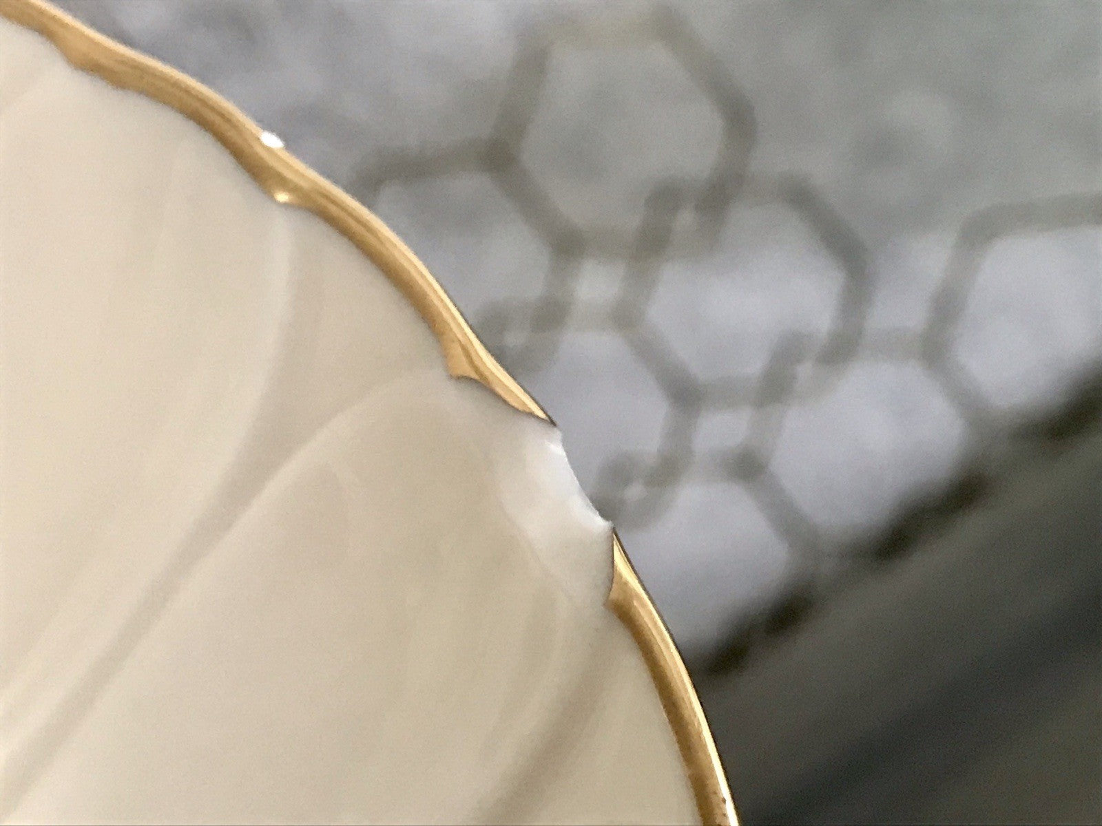 Antik Porzellan Fußschale Schale auf Fuß USA Lenox elfenbein gold Blume