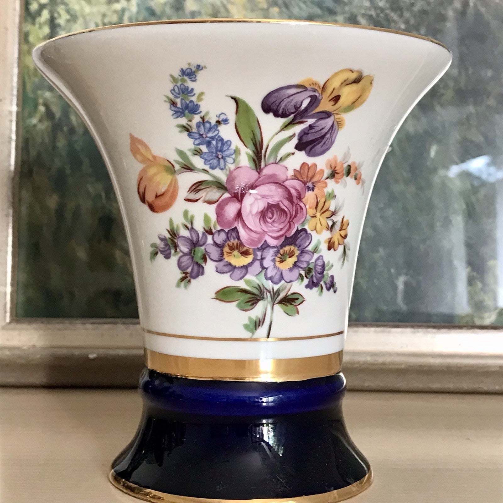 Vintage Alt Porzellan Prunkvase Vase Echt Kobalt blau Royal Dux Porzellan Böhmen