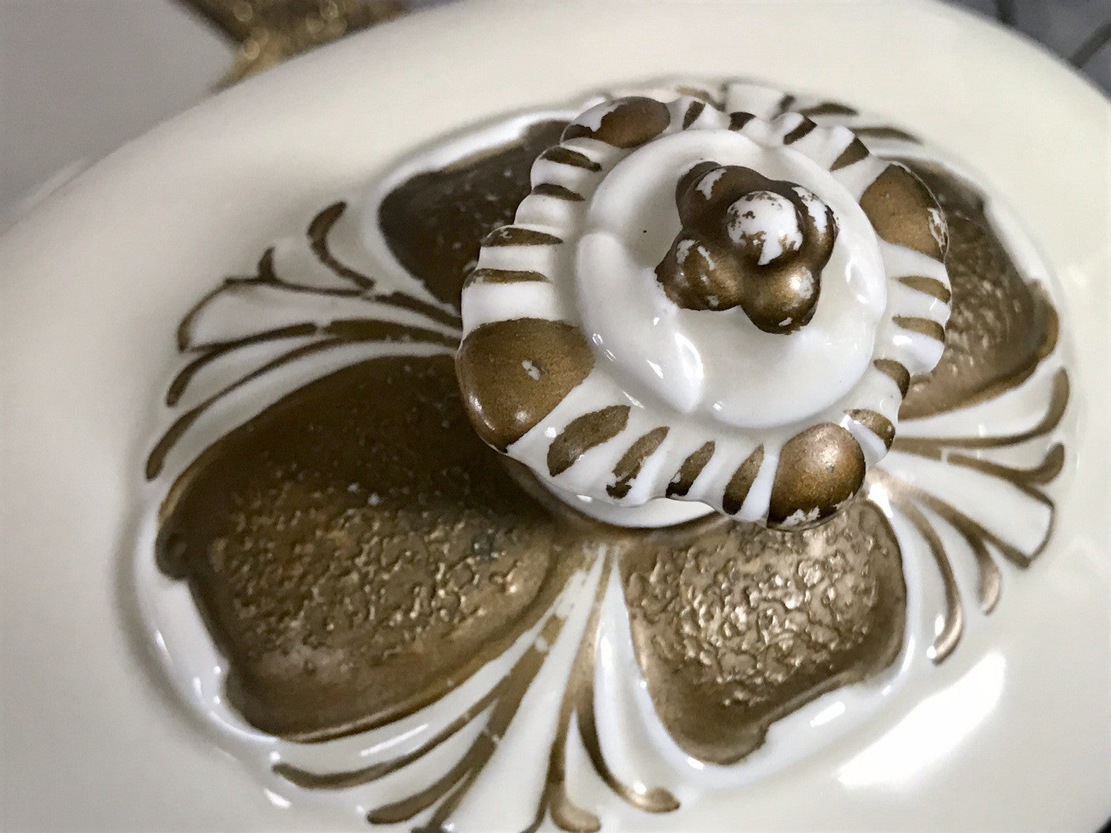 Antik Art Déco Porzellan Dose Deckeldose Schatulle Bonboniere Neu-Tettau 1930