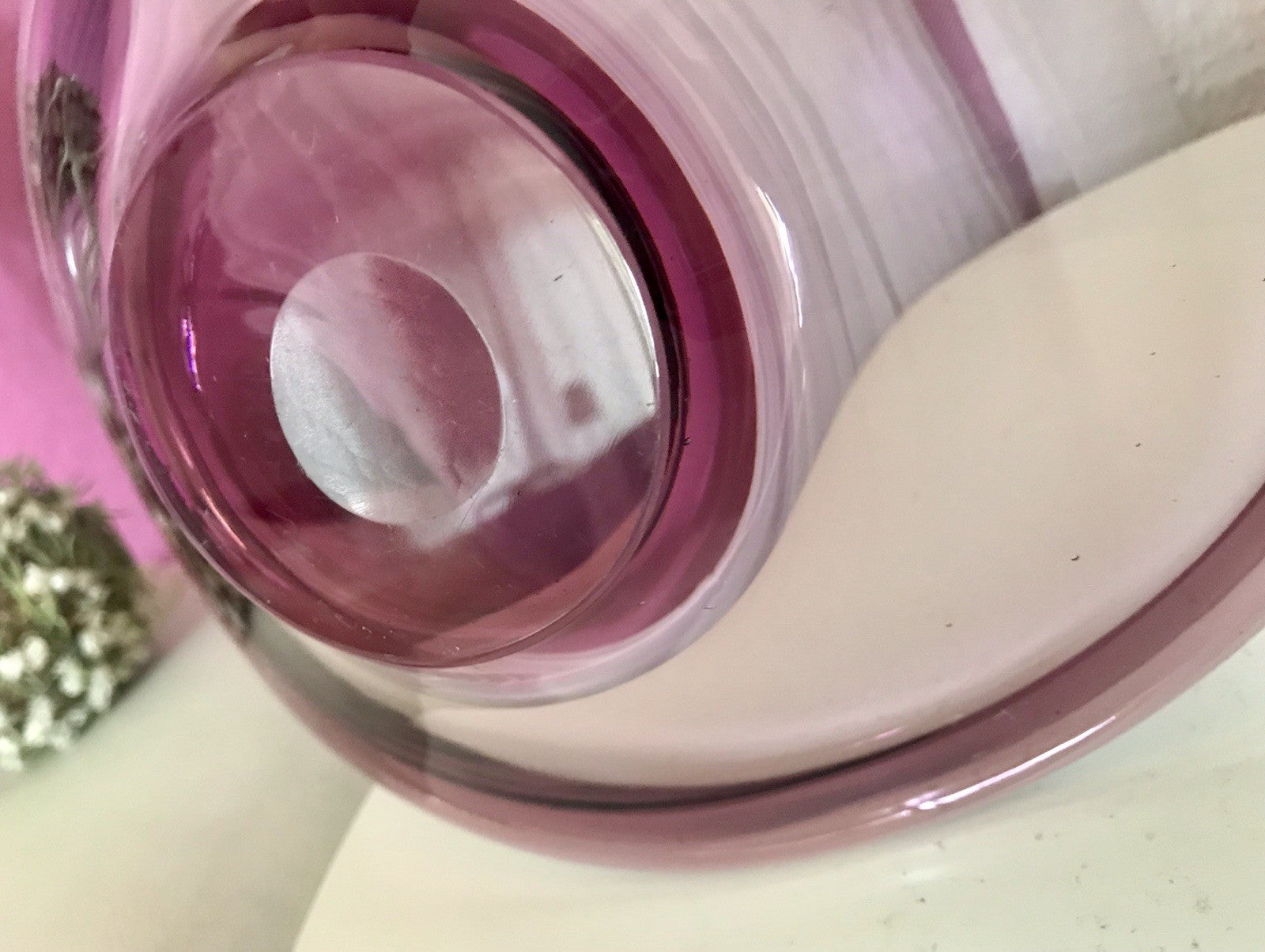 Murano Vintage Design Schale Glas beere aubergine Überfangglas