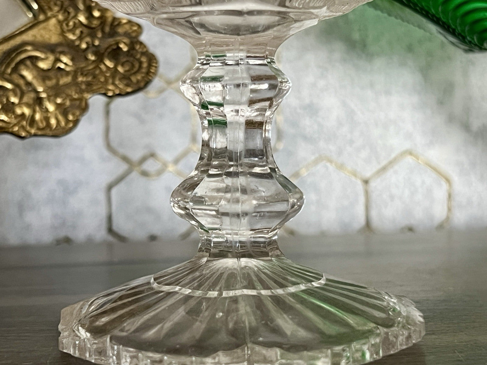 Antik Jugendstil Pressglas Glas Fußschale Schale Zuckerschale
